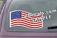  CNF202 American Flag Waving Decal