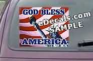  CNF212 American Flag God Bless America Decal
