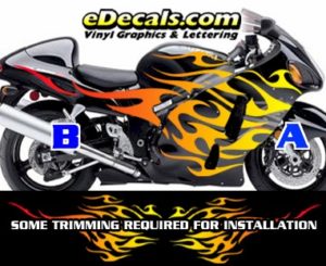 COL806 Color Fade Flame Decal Kit Suzuki Yamaha Kawasaki Metric Bike