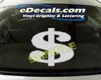 CRT225 Dollar Sign Money Cartoon Decal