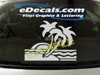  CRT957 Palm Tree Sunset Cartoon Decal