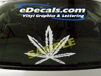  CRT969 Marajuana Pot Leaf Cartoon Decal