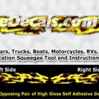  FLL101 Yellow Realistic Flame Graphic Decal