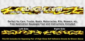 FLL101 Yellow Realistic Flame Graphic Decal