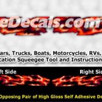 FLL102 Red Realistic Flame Graphic Decal