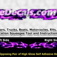  FLL103 Purple Realistic Flame Graphic Decal