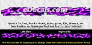 FLL103 Purple Realistic Flame Graphic Decal