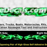  FLL105 Green Realistic Flame Graphic Decal