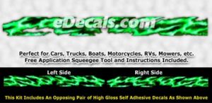 FLL105 Green Realistic Flame Graphic Decal