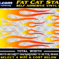 FLM621 Fat Cat Starter Yellow to Orange to Red Color Fade Vinyl Graphic Flame Decal Kit