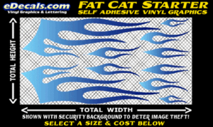 FLM622 Fat Cat Starter Light Blue to Dark Blue Color Fade Vinyl Graphic Flame Decal Kit