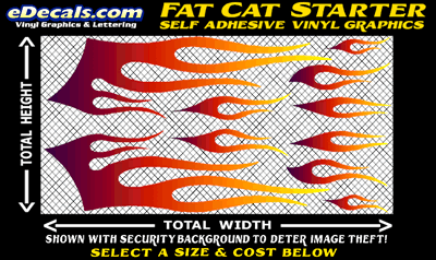 FLM623 Fat Cat Starter Plum to Orange to Yellow Color Fade Vinyl Graphic Flame Decal Kit