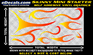 FLM624 Skinny Minnie Starter Yellow to Orange to Red Color Fade Vinyl Graphic Flame Decal Kit