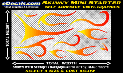 FLM624 Skinny Minnie Starter Yellow to Orange to Red Color Fade Vinyl Graphic Flame Decal Kit