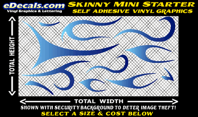 FLM625 Skinny Minnie Starter Light Blue to Dark Blue Color Fade Vinyl Graphic Flame Decal Kit