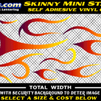 FLM626 Skinny Minnie Starter Plum to Orange to Yellow Color Fade Vinyl Graphic Flame Decal Kit 
