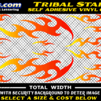 FLM627 Tribal Starter Yellow to Orange to Red Color Fade Vinyl Graphic Flame Decal Kit