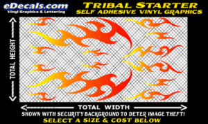 FLM627 Tribal Starter Yellow to Orange to Red Color Fade Vinyl Graphic Flame Decal Kit