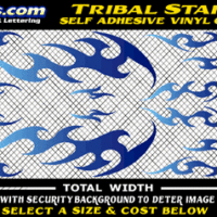 FLM628 Tribal Fat Cat Starter Light Blue to Dark Blue Color Fade Vinyl Graphic Flame Decal Kit