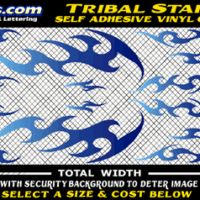 FLM628 Tribal Fat Cat Starter Light Blue to Dark Blue Color Fade Vinyl Graphic Flame Decal Kit 