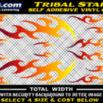 FLM629 Tribal Fat Cat Starter Plum to Orange to Yellow Color Fade Vinyl Graphic Flame Decal Kit