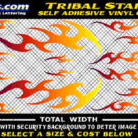FLM629 Tribal Fat Cat Starter Plum to Orange to Yellow Color Fade Vinyl Graphic Flame Decal Kit 