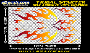 FLM629 Tribal Fat Cat Starter Plum to Orange to Yellow Color Fade Vinyl Graphic Flame Decal Kit