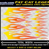 FLM631 Fat Cat Legend Yellow to Orange to Red Color Fade Vinyl Graphic Flame Decal Kit 