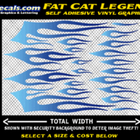 FLM632 Fat Cat Legend Light Blue to Dark Blue Color Fade Vinyl Graphic Flame Decal Kit 