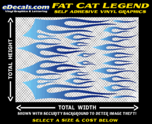 FLM632 Fat Cat Legend Light Blue to Dark Blue Color Fade Vinyl Graphic Flame Decal Kit