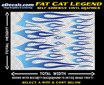 FLM632 Fat Cat Legend Light Blue to Dark Blue Color Fade Vinyl Graphic Flame Decal Kit
