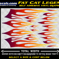 FLM633 Fat Cat Legend Plum to Orange to Yellow Color Fade Vinyl Graphic Flame Decal Kit 