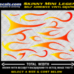 FLM634 Skinny Minnie Legend Yellow to Orange to Red Color Fade Vinyl Graphic Flame Decal Kit