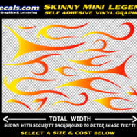 FLM634 Skinny Minnie Legend Yellow to Orange to Red Color Fade Vinyl Graphic Flame Decal Kit 