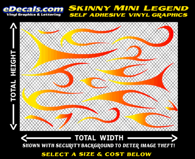 FLM634 Skinny Minnie Legend Yellow to Orange to Red Color Fade Vinyl Graphic Flame Decal Kit