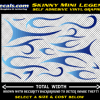 FLM635 Skinny Minnie Legend Light Blue to Dark Blue Color Fade Vinyl Graphic Flame Decal Kit 