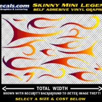 FLM636 Skinny Minnie Legend Plum to Orange to Yellow Color Fade Vinyl Graphic Flame Decal Kit 