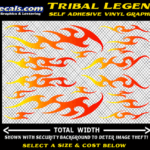 FLM637 Tribal Legend Yellow to Orange to Red Color Fade Vinyl Graphic Flame Decal Kit