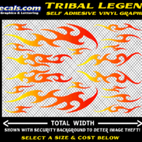 FLM637 Tribal Legend Yellow to Orange to Red Color Fade Vinyl Graphic Flame Decal Kit 