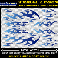 FLM638 Tribal Legend Light Blue to Dark Blue Color Fade Vinyl Graphic Flame Decal Kit 