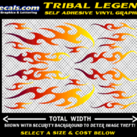 FLM639 Tribal Legend Plum to Orange to Yellow Color Fade Vinyl Graphic Flame Decal Kit 