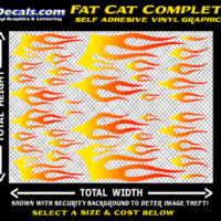 FLM641 Fat Cat Complete Yellow to Orange to Red Color Fade Vinyl Graphic Flame Decal Kit 