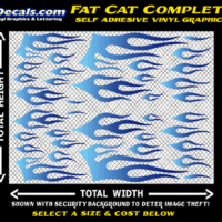 FLM642 Fat Cat Complete Light Blue to Dark Blue Color Fade Vinyl Graphic Flame Decal Kit