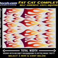 FLM643 Fat Cat Complete Plum to Orange to Yellow Color Fade Vinyl Graphic Flame Decal Kit