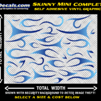 FLM645 Skinny Minnie Complete Light Blue to Dark Blue Color Fade Vinyl Graphic Flame Decal Kit