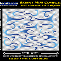 FLM645 Skinny Minnie Complete Light Blue to Dark Blue Color Fade Vinyl Graphic Flame Decal Kit 