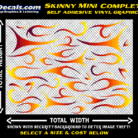 FLM646 Skinny Minnie Complete Plum to Orange to Yellow Color Fade Vinyl Graphic Flame Decal Kit 