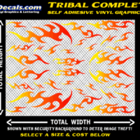 FLM647 Tribal Complete Yellow to Orange to Red Color Fade Vinyl Graphic Flame Decal Kit