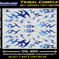 FLM648 Tribal Complete Light Blue to Dark Blue Color Fade Vinyl Graphic Flame Decal Kit