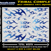 FLM648 Tribal Complete Light Blue to Dark Blue Color Fade Vinyl Graphic Flame Decal Kit 